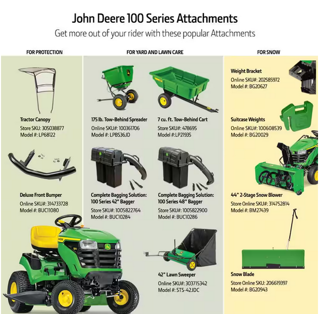 John Deere S100 42 in. 17.5 HP Gas Hydrostatic Riding Lawn Mower